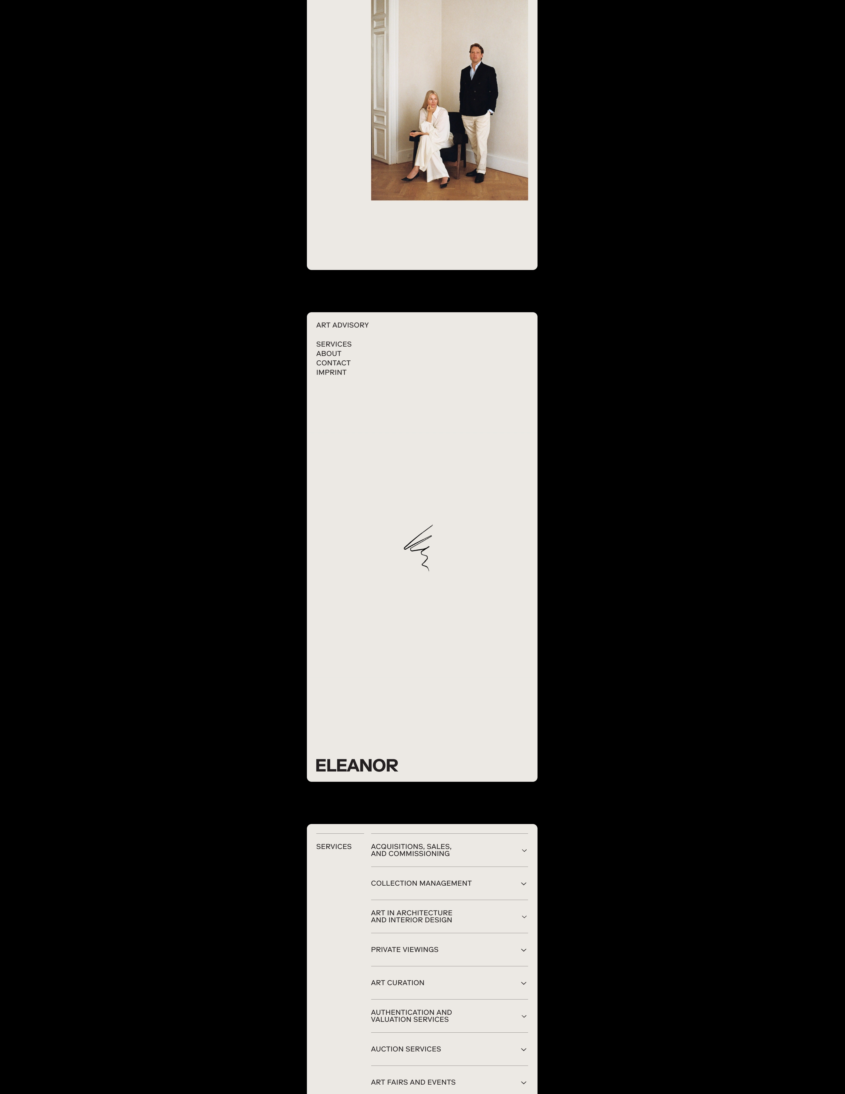 Eleanor website, mobile size