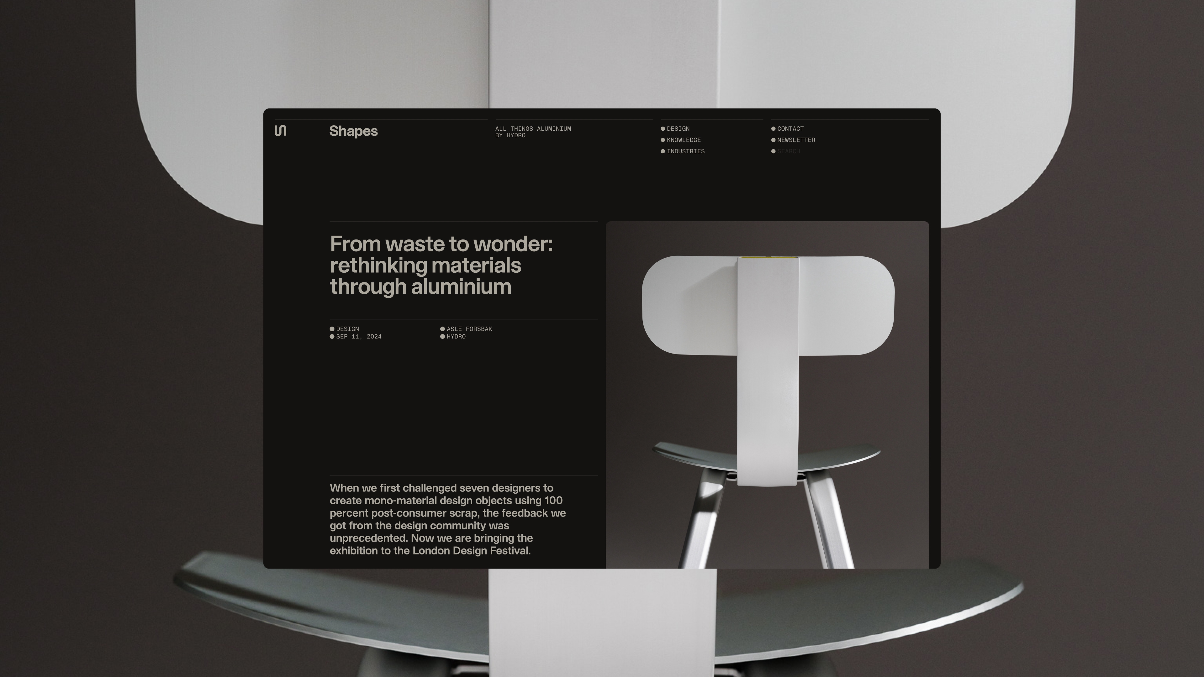 Shapes article: From waste to wonder, rethinking materials through aluminium