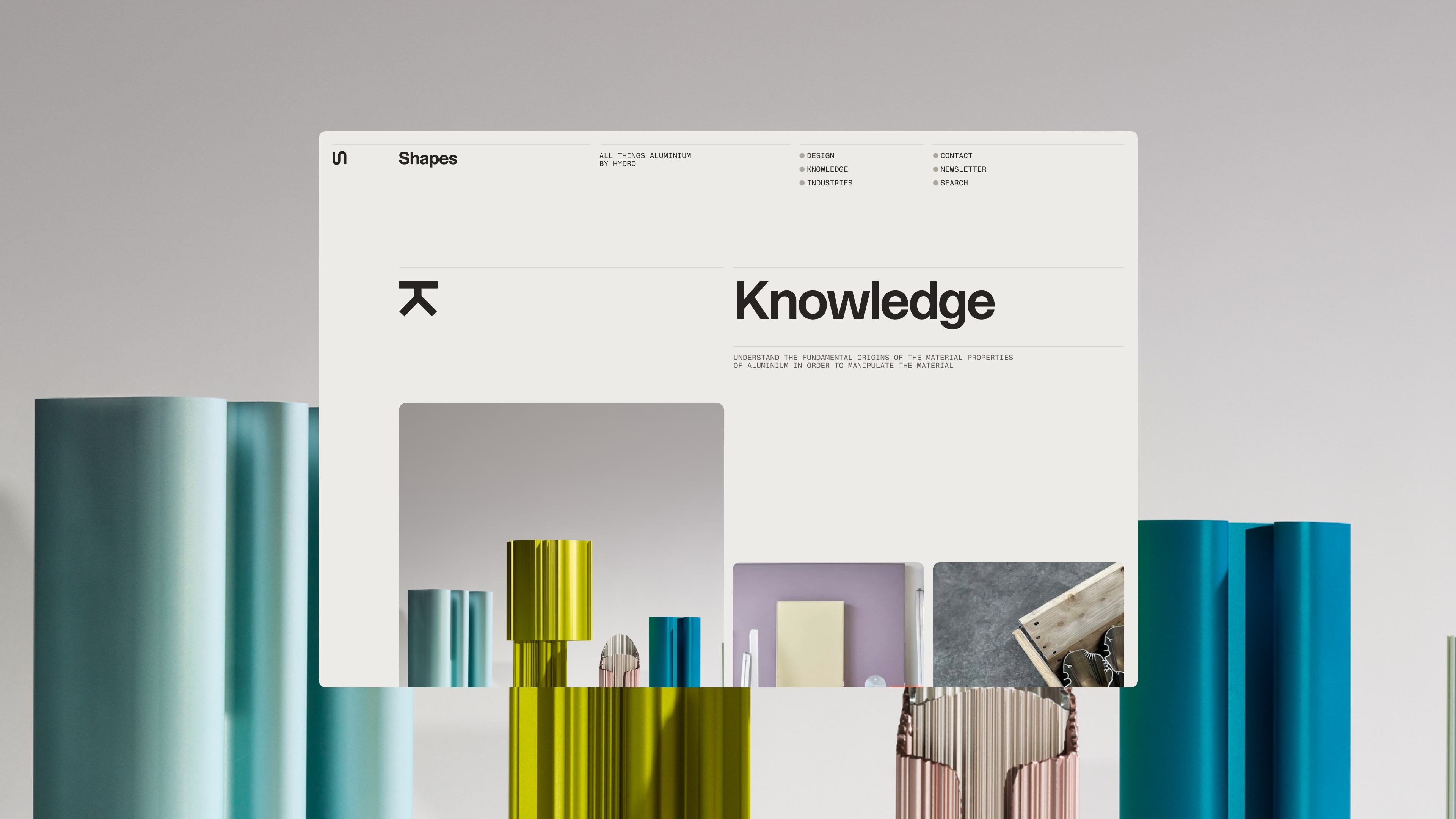 Shapes Knowledge section with category symbol and material studies