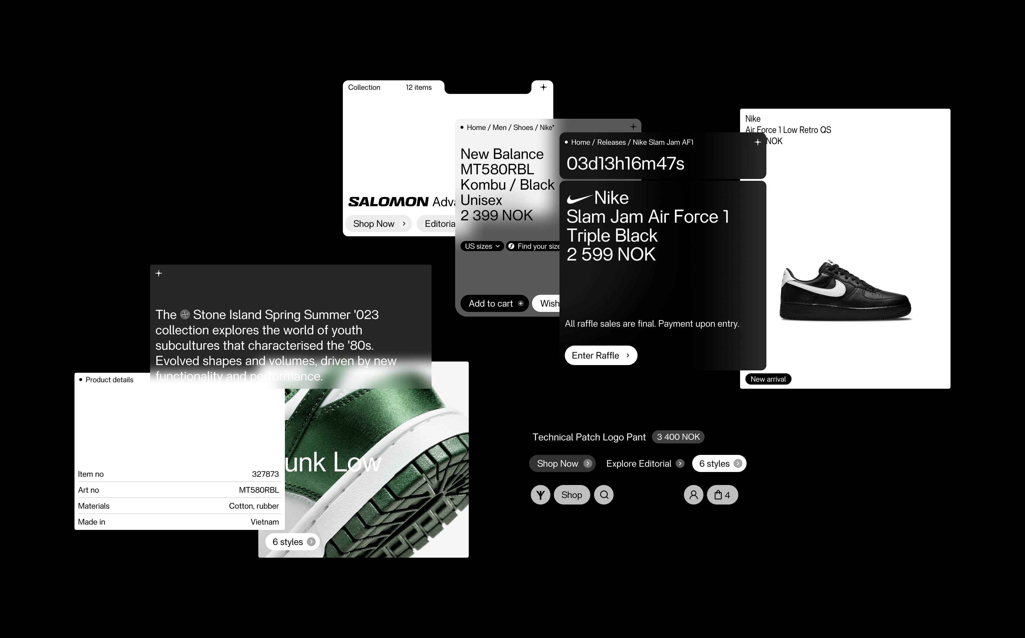 UI components from the YME Universe website showing the design system