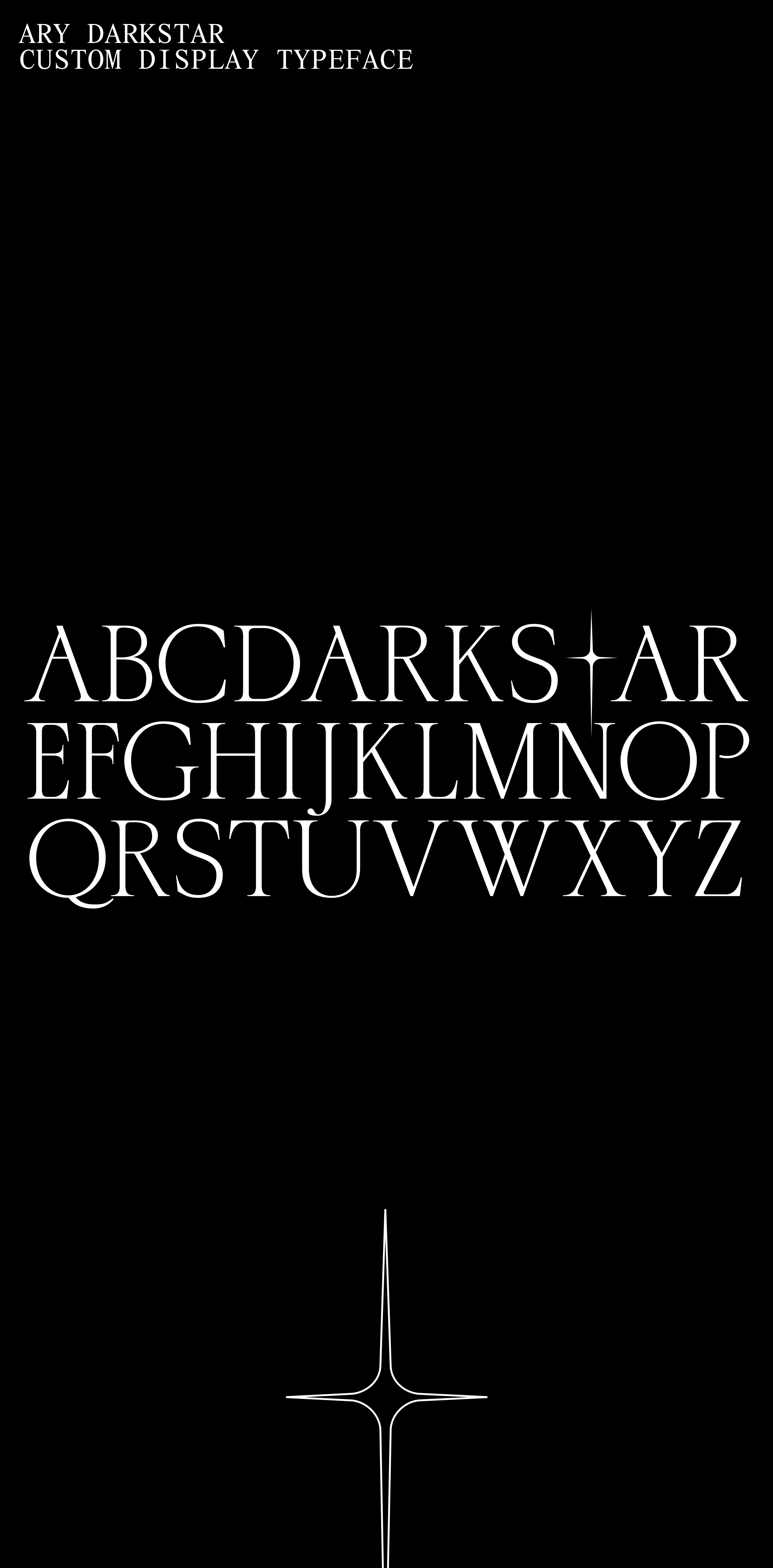 Custom display typeface for ARY DARKSTAR